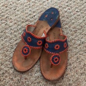 Jack Rogers - Orange & Blue Flat Sandals - Size 9